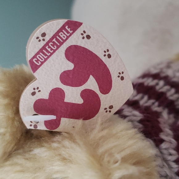 Chelsea, 9" Ty Attic Treasure Teddy Bear 🧸 Red/Beige Striped Sweater, NWT - Picture 3 of 11